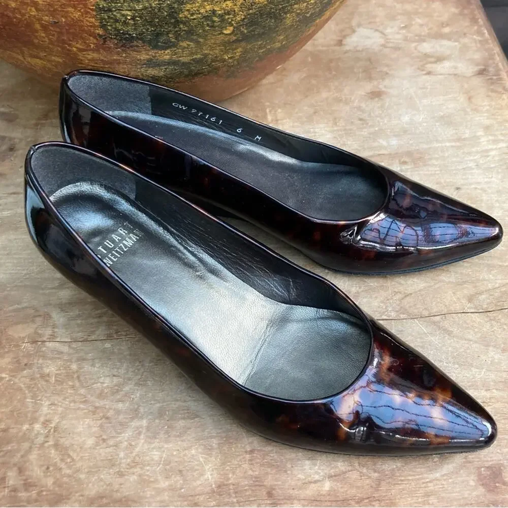 Stuart Weitzman wedges size 6 low heal tortoise‎ patent leather